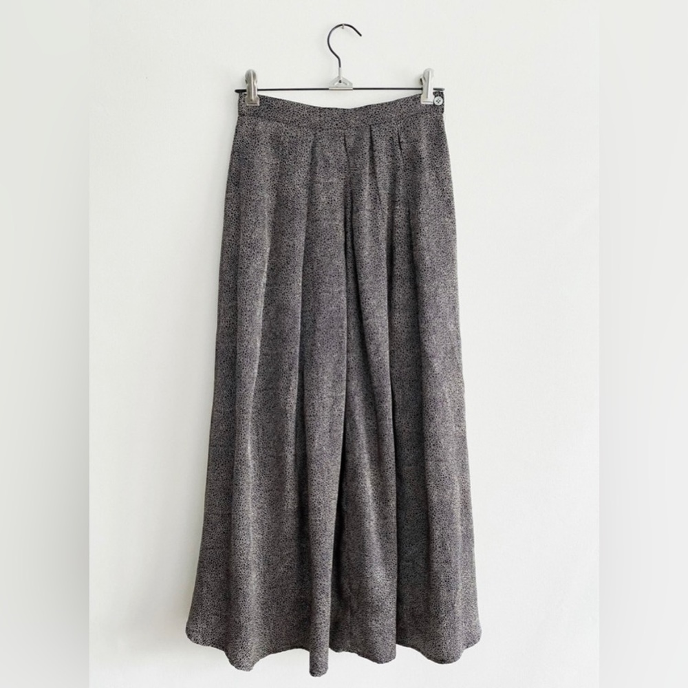 Vintage 90s Silk Swiss Dot Black Pleated High Rise Maxi Skirt Charter Club